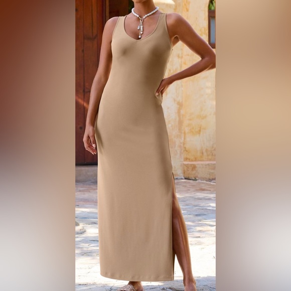 Boston Proper Dresses & Skirts - Boston Proper Beige Sleeveless Maxi Dress